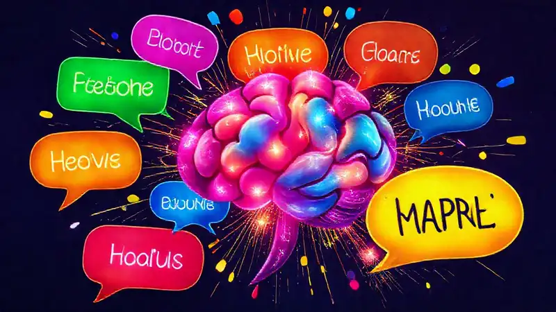 Una explosión creativa de palabras vibrantes